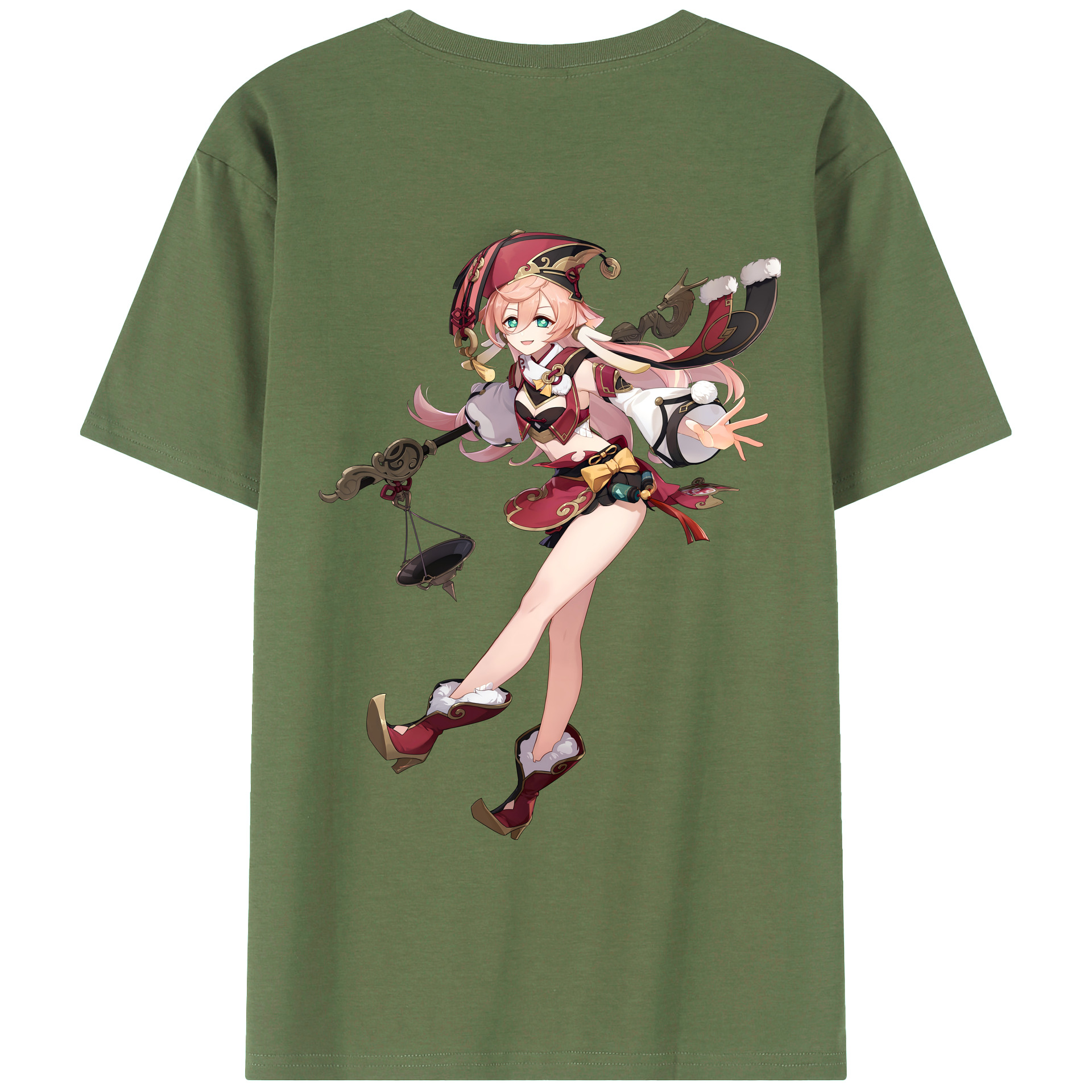 げんし神 ヤンフェイ genshin Yanfei 綿100％ メンズ半袖Tシャツ（バックプリント） 通気性